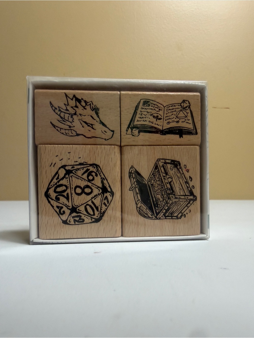 Earthbound Trading Co. "Dice n Destiny" Wooden Rubber Stamp Set NEW D&D Fantasy